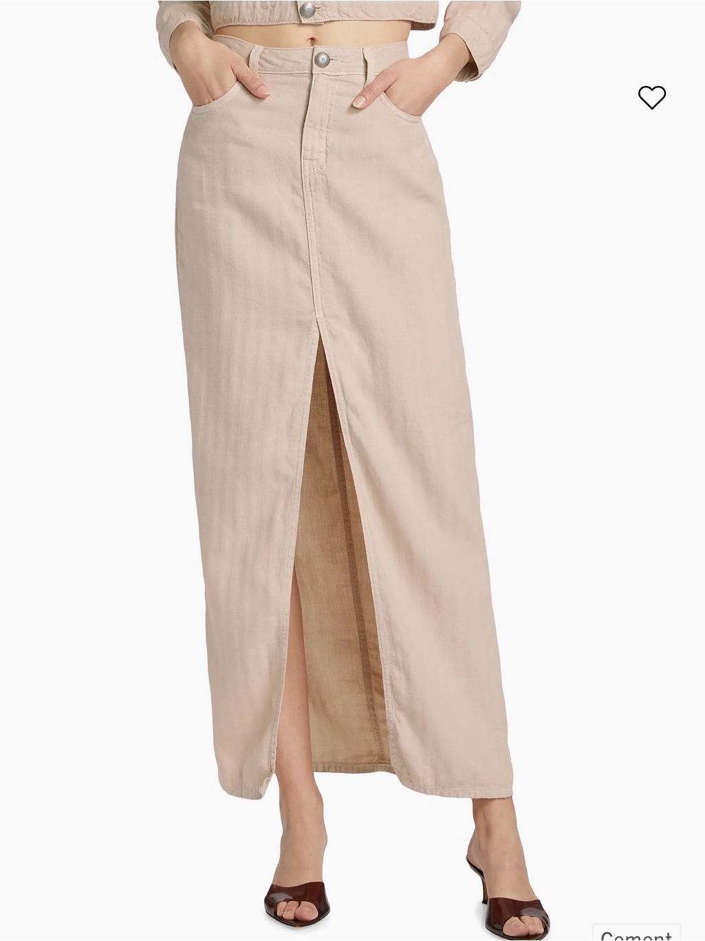 L’agence Waist Cream Maxi Skirt With Front Slit Turquoise Buttons